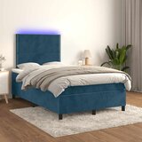 Krevet box spring s madracem LED tamnoplavi 120x200 cm baršun u