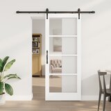 vidaXL drsna vrata s kompletom mehanizma bela 83x202 cm masiven bor, notranja vrata z steklom 'ORKDAL'bela 83x202x4 cm | Shoptok.si