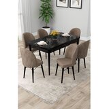 Hanah home trpezarijski set Rut, sto na razvlačenje i 6 stolica, ploča u dekoru crnog mermera, kapućino tkanina Babyface | Eponuda.com