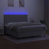  Box spring postelja z vzmetnico LED sv. siva 160x200 cm blago, (20789813) | Shoptok.si