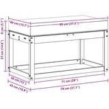  Vanjska stolica klupa s jastukom Prirodna 79 x 43 x 37 cm - Prirodno i antracit 80 cm Otvoreno područje nogu | shoptok.hr