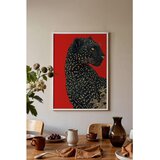 Wallxpert uramljena slika 115272, crni leopard na crvenoj pozadini, 50 x 70 cm, beli ram | Eponuda.com