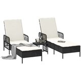  Ležaljka 3 pcs Crna i krem-bijela 55 x 200 x 92 cm poliratan | Eponuda.ba