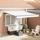 vidaXL Avtomatska retraktibilna tende z LED belo 300x250 cm, Zamenjalno blago za tende za okvir 3x2.5 m belo | Shoptok.si