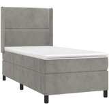 Box spring postelja z vzmetnico svetlo siva 100x200 cm žamet, (20724637) | Shoptok.si