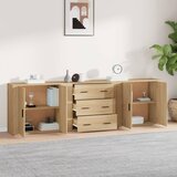  Komode 3 kom boja hrasta sonome od konstruiranog drva Smeđa | Shoptok.si