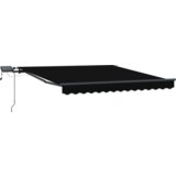 vidaXL Ročna Retraktibilna Tenda z LED Črna 300x250 cm, Nadomestna Tenda za Okvir 3x2.5 m Črna | Shoptok.si