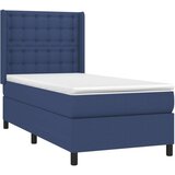 vidaXL Box spring postelja z vzmetnico modra 100x200 cm blag | Shoptok.si