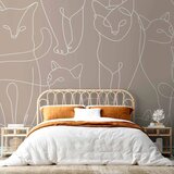  Foto tapeta - Cat lineart - minimalist sketches of white cats on beige background 150x105 Standard | shoptok.hr