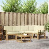  Set vanjskih sofa 6 kom. Bijela i krem Čvrsto drvo akacije | shoptok.hr