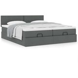 vidaXL Otomanski posteljni okvir z vzmetnicami siv 200x200 cm blago | Shoptok.si