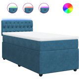 Maison Chic Box spring postelja - Vzmetna postelja z vzmetnico modra 90x190 cm žamet SL17349, (21882585) | Shoptok.si