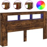 Maison Chic led posteljno vzglavje - vzglavna omarica - nočna omarica dimljen hrast 180x18,5x103,5 cm inž. les, (21712481) Cene