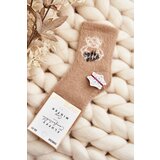 Kesi Children's fur socks with teddy bear, beige Cijene