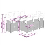  9-dijelni vrtni bistro set od poliratana s jastucima crni Crna 190 x 80 x 75 cm | shoptok.hr