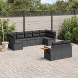  9-dijelni set vrtnih sofa s jastucima crni od poliratana Crna 85 x 62 x 69 cm | Shoptok.si