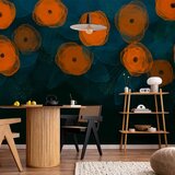  Foto tapeta - Watercolour composition - orange patterns on a delicate leaf background 100x70 | shoptok.hr