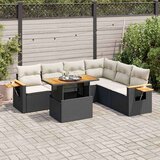 vidaXL 6-dijelni set vrtnih sofa s jastucima crni od poliratana bagrem | shoptok.hr