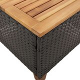 vidaXL Vrtni stol crni 45 x 45 x 37 cm od poliratana i bagremovog drva | shoptok.hr