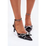 Boto Embellished Patent Heels With Open Back Black Redaine | Shoptok.si