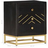 vidaXL Nočna omarica črna in zlata 40x30x50 cm trden mangov les | Shoptok.si