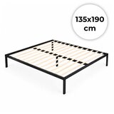  Metalni krevet 135x190 cm s letvičastom podnicom, minimalistički crni okvir, ModernHome Cijene