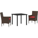  Set stola i stolica s jastukom 3 pcs Smeđa PE ratan | Eponuda.ba