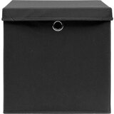 vidaXL Škatle s pokrovi 10 kosov 28x28x28 cm črne | Shoptok.si