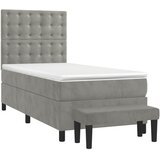 Box spring krevet s madracem svjetlosivi 100x200 cm baršunasti | shoptok.hr