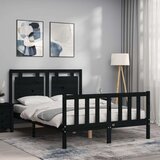  Kreveta s uzglavljem crni 4FT mali bračni masivno drvo | shoptok.hr