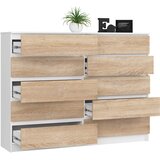 AKORD Komoda, 10 Predalov, Bela/Hrast Sonoma, (5000332184) | Shoptok.si