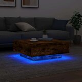 vidaXL Stolić za kavu s LED svjetlima boja dimljenog hrasta 80x80x31cm | shoptok.hr