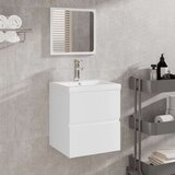 vidaXL Kopalniška omarica z ogledalom bela konstruiran les | Shoptok.si