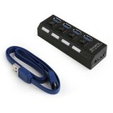  USB 3.0 HUB sa prekidacima GEMBIRD UHB-U3P4-22, 4 port, LED indikator, black, sa strujnim adapterom | Eponuda.ba