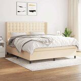  Box spring postelja z vzmetnico krem 180x200 cm blago | Shoptok.si