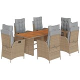  The Living Store Vrtna jedilna garnitura 7-delna z blazinami bež poli ratan - Vrtna Jedilna Garnitura, (21446014) | Shoptok.si