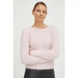 Ba&sh Volnen pulover ženski, roza barva