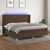  Krevet box spring s madracem LED tamnosmeđi 200x200 cm tkanina | shoptok.hr
