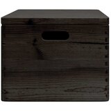  Drvena kutija poklopcem ručkama crna 40x30x23 cm puno drvo bor | shoptok.hr