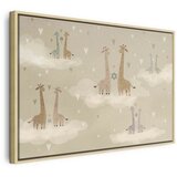  Slika - Love - Colorful Giraffes Floating on Clouds Among Hearts and Stars 60x40 U prirodnom drvenom okviru | shoptok.hr