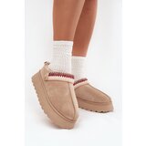 Boto Women's Low Snow Boots With Movable Strap And Embroidery On Platform Light Beige Lyrisse | shoptok.hr