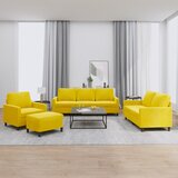 vidaXL 4-dijelni set sofa s jastucima žuti baršunasti Cijene