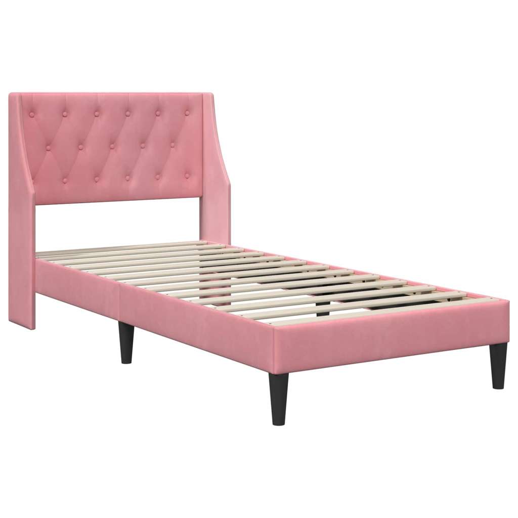  Okvir za krevet s uzglavljem Ružičasta 90 x 200 cm Baršun - Ružičasta 90 x 200 cm | shoptok.hr