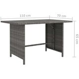 vidaXL Vrtna jedilna miza siva 110x70x65 cm poli ratan | Shoptok.si