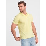 Ombre BASIC men&#039;s single color pique knit polo shirt - yellow cene