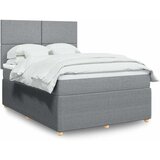  Krevet box spring s madracem svjetlosivi 140x200 cm od tkanine Slike