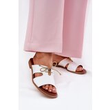 Zazoo Leather Women's Slippers On Flat Heel White 3022 | Shoptok.si