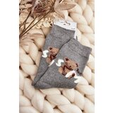 Aura.via Warm Cotton Socks With Bear Dark Grey | shoptok.hr