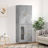 vidaXL Visoka komoda betonsko siva 69,5x34x180 cm inženirski les | Shoptok.si