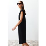Trendyol Black 100% Cotton Moon Sleeve Shift/Comfortable Cut Midi Knitted Midi Dress Cene